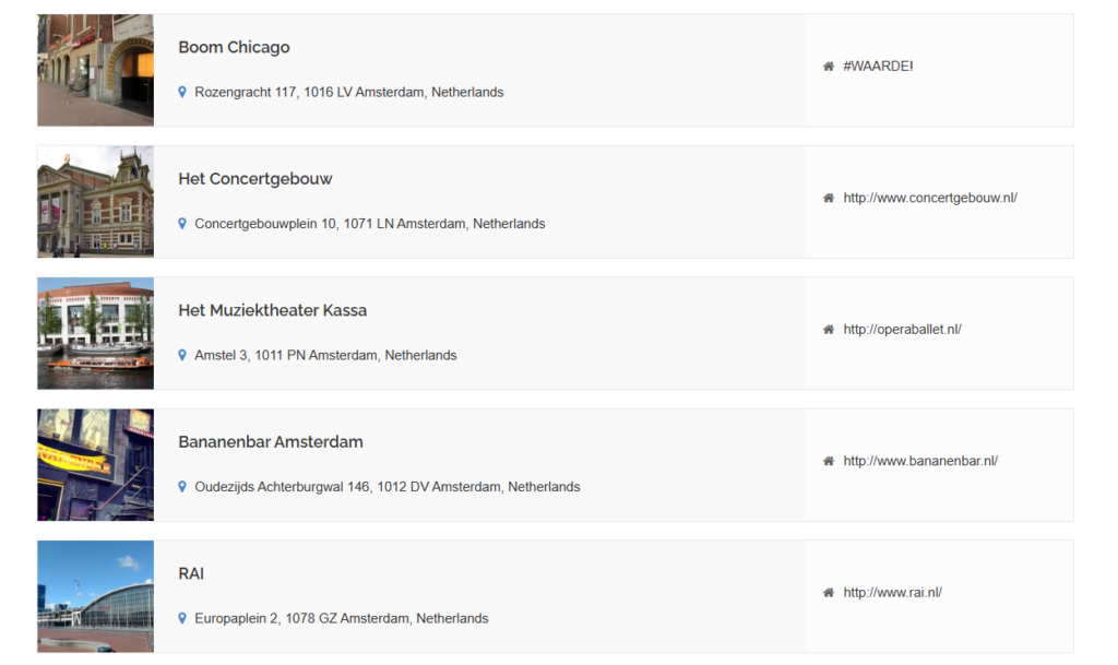 dagje uit Boom Chicago, Het Concertgebouw, Het Muziektheater Kassa, Bananenbar Amsterdam, RAI